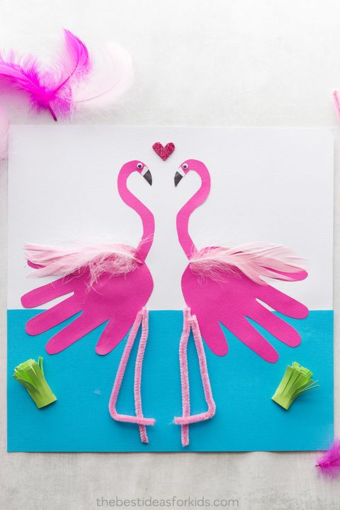 flamingo handprint craft