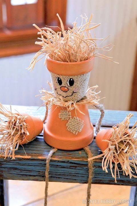 fall crafts scarecrow pot