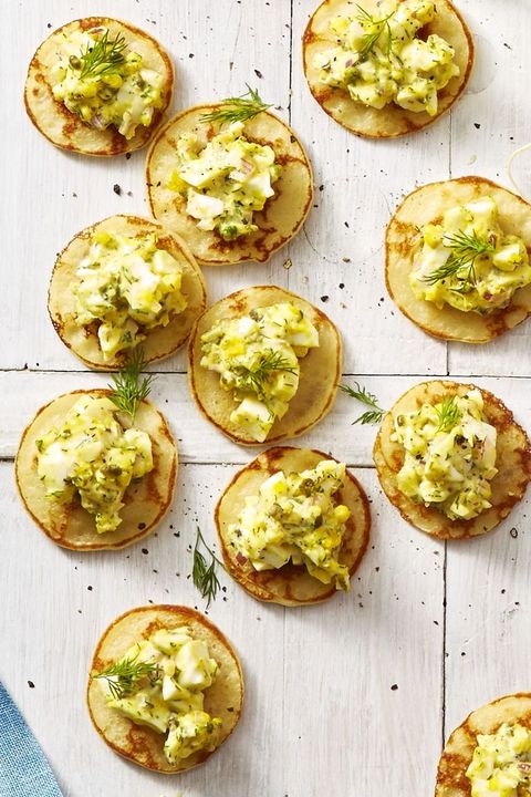 egg salad blini bites