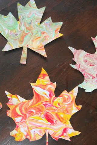 Fall Crafts Marbled Leaves