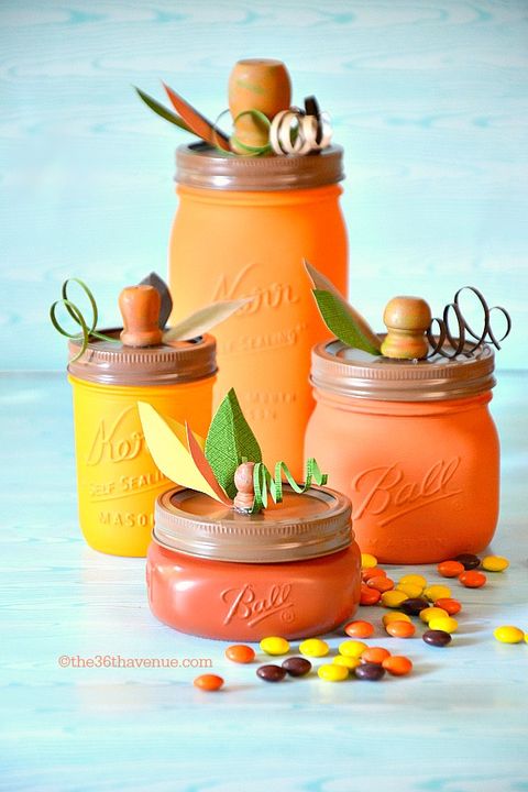 fall crafts pumpkin mason jars